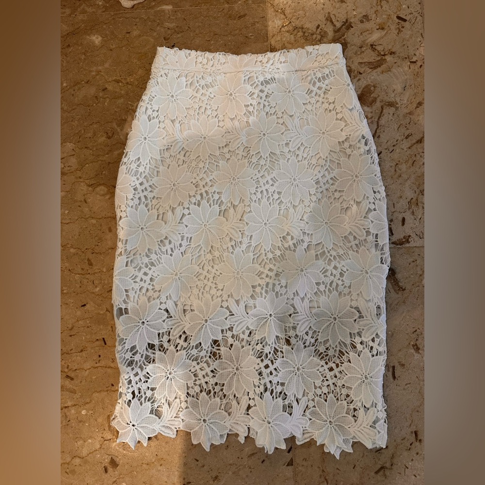 Lulus Elegant White Lace Skirt